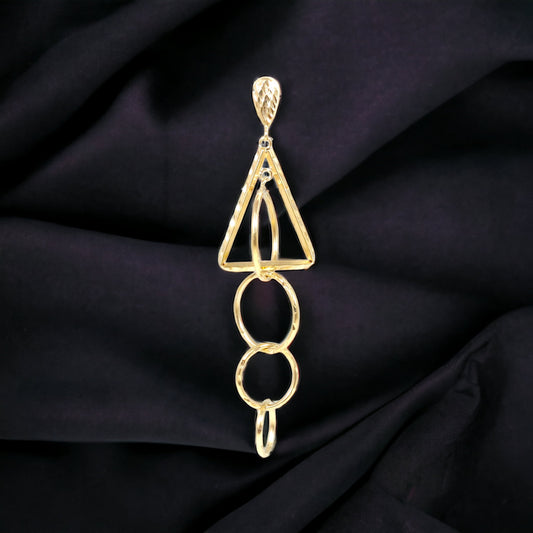 Triangle pendant earring 14kt