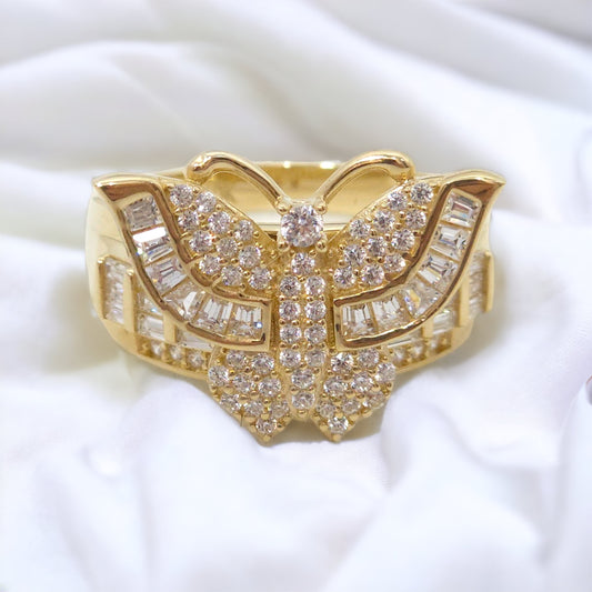 Butterfly-shaped princess style ring 10kt